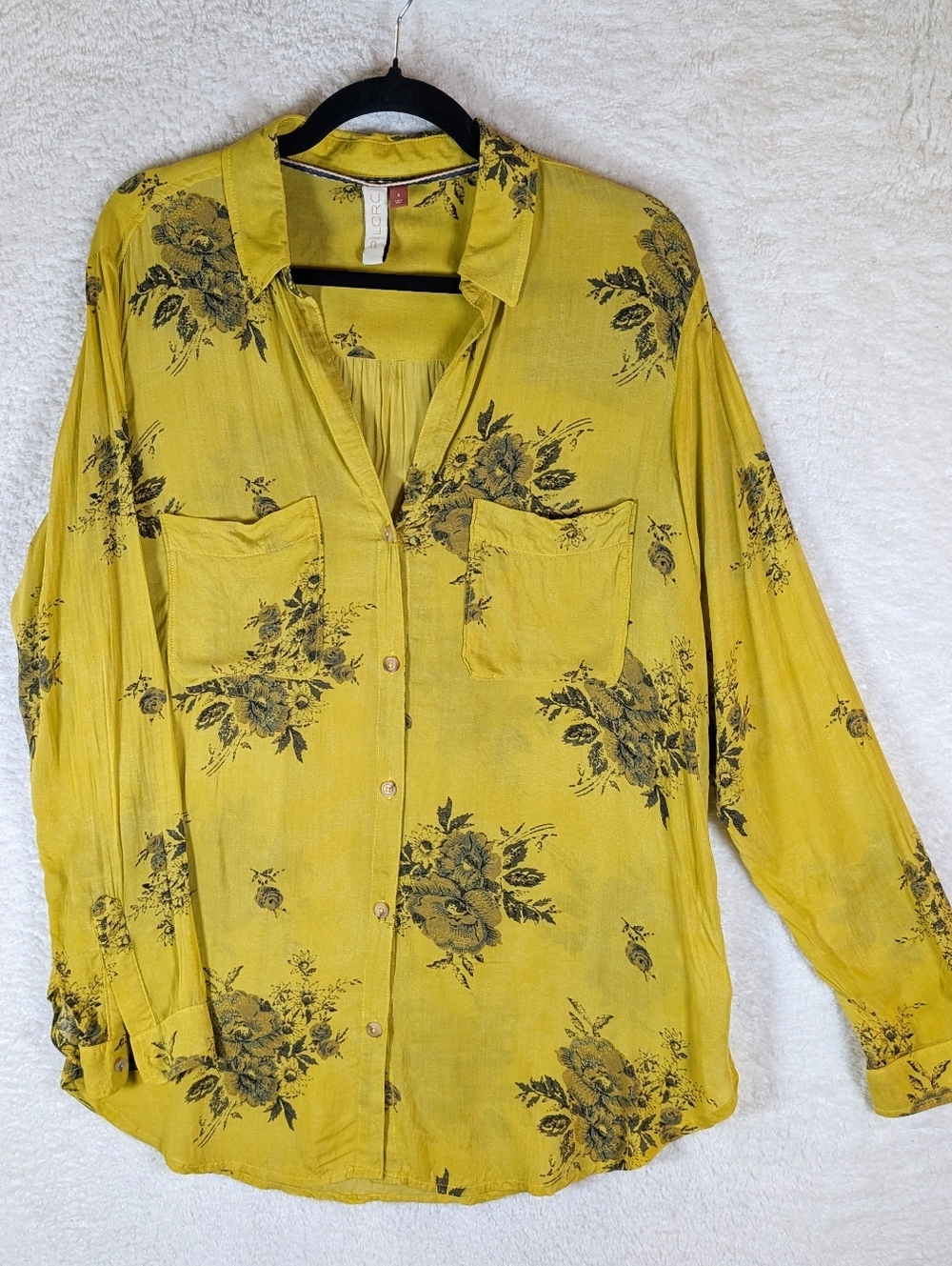 635-Pilcro Anthropologie Button Front Chartreuse‎ Yellow - Lightweight Casual